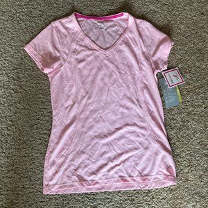NWT Xersion Breast Cancer Pink Ribbon V Neck Short Sleeve T-Shirt - Size Small